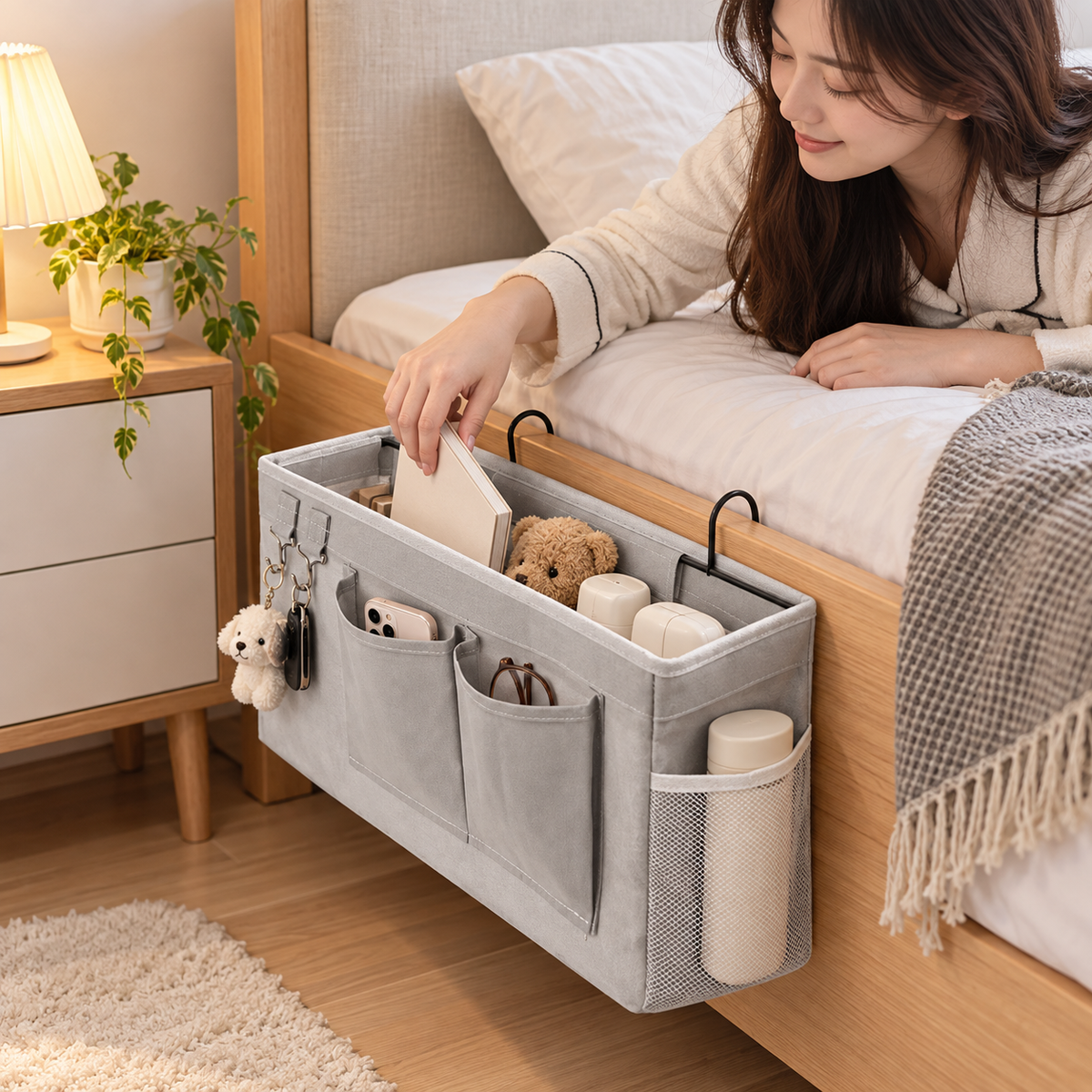 Bedside Hanging Organizer with Hooks