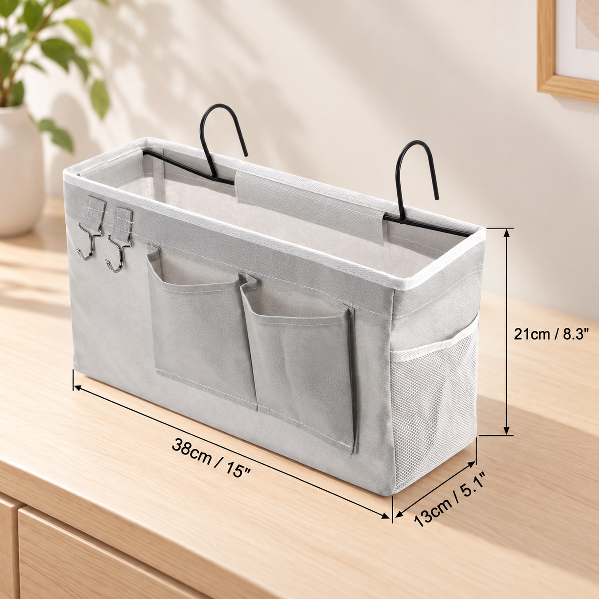 Bedside Hanging Organizer with Hooks
